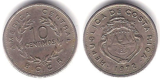(185.3) Costa Rica. 1972. 10 Céntimos (MBC)