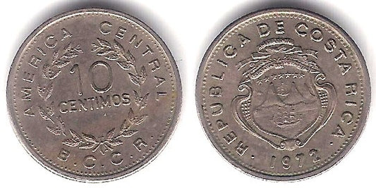 (185.3) Costa Rica. 1972. 10 Céntimos (MBC)