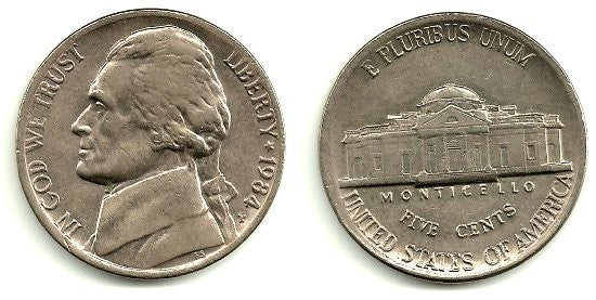 (A192) Estados Unidos de América. 1984(P). 5 Cents (MBC)