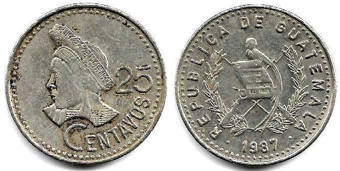 (278.5) Guatemala. 1987. 25 Centavos (MBC)