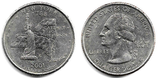 (318) Estados Unidos de América. 2001(P). Quarter Dollar (EBC) New York