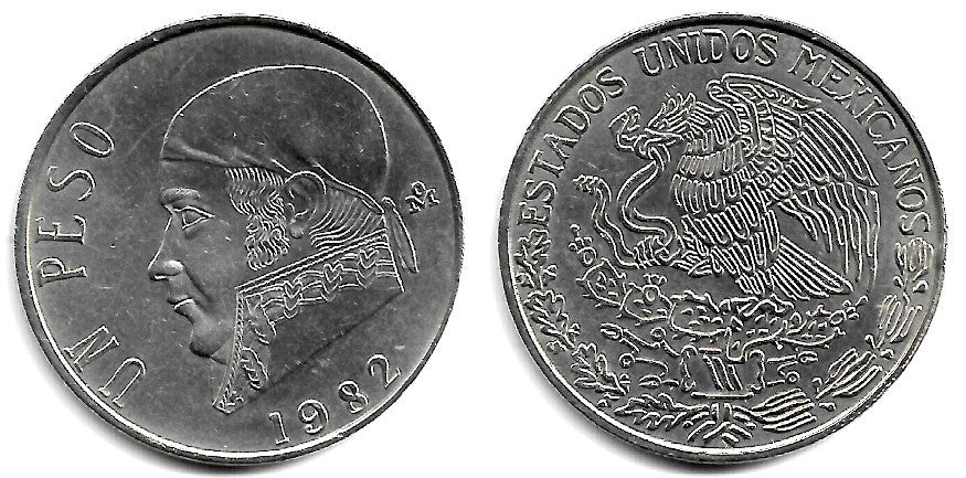 (460) Estados Unidos Mexicanos. 1982. 1 Peso (EBC) 8 Cerrado