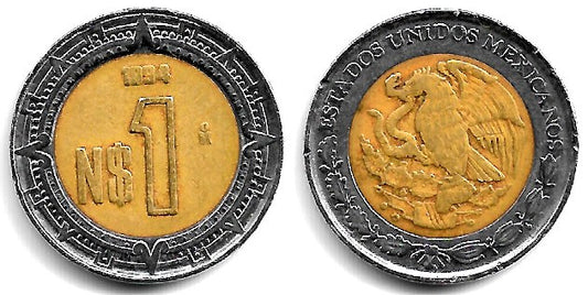 (550) Estados Unidos Mexicanos. 1994. 1 Peso (MBC-)
