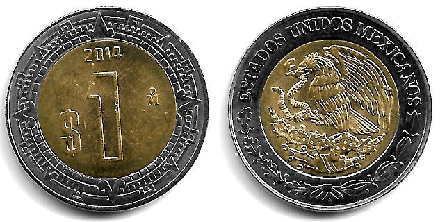 (603) Estados Unidos Mexicanos. 2014. 1 Peso (EBC+)