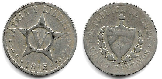 (11.1) Cuba. 1915. 5 Centavos (BC/BC-)