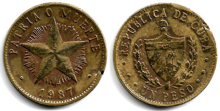 (105) Cuba. 1987. 1 Peso (BC) Rotura