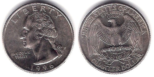 (A164a) Estados Unidos de América. 1996(P). Quarter Dollar (EBC+)