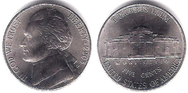 (A192) Estados Unidos de América. 2003(P). 5 Cents (SC)