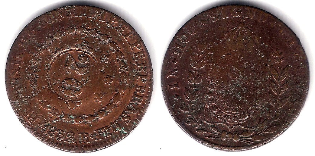 (437) Brasil. 1835(1832R). 20 Reis sobre 40 Reis (BC)