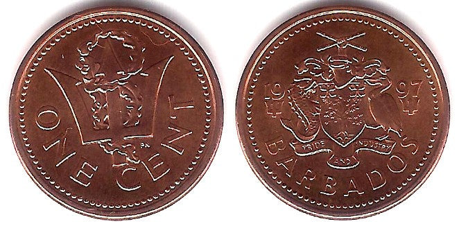 (10a) Barbados. 1997. 1 Cent (SC)