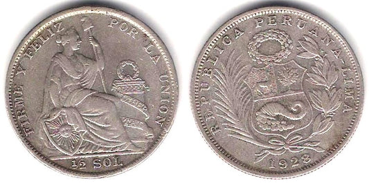 (216) Perú. 1928. ½ Sol (MBC) (Plata)