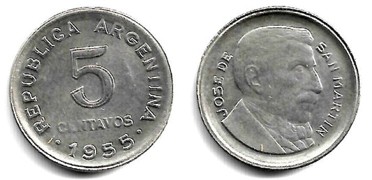 (50) Argentina. 1955. 5 Centavos (MBC)