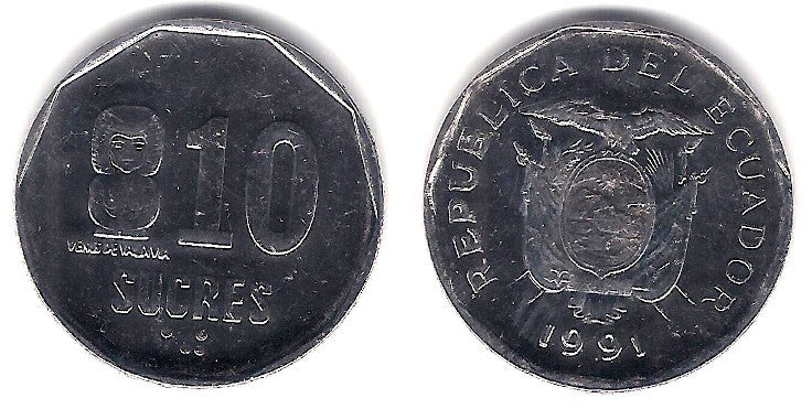 (92.2) Ecuador. 1991. 10 Sucres (MBC+)