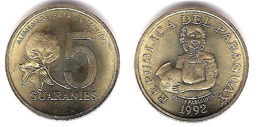 (166a) Paraguay. 1992. 5 Guaranies (SC)