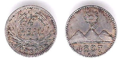 (162) Guatemala. 1897. ¼ Real (EBC) (Plata)