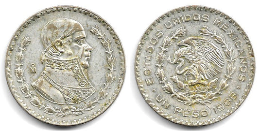 (459) Estados Unidos Mexicanos. 1966. 1 Peso (MBC/MBC-) (Plata)