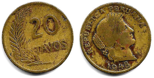 (221.2) Perú. 1948. 20 Centavos (BC)