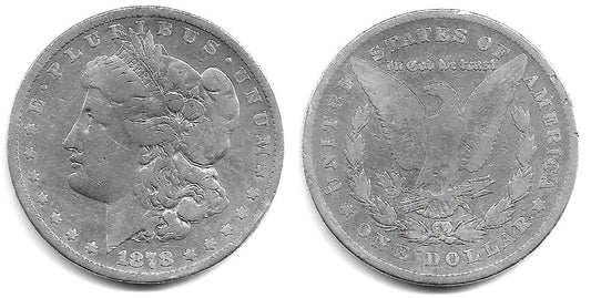 (110) Estados Unidos de América. 1878. 1 Dollar (BC/BC-) (Plata)