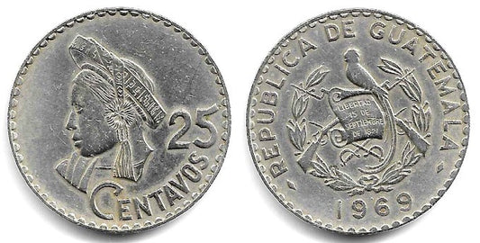 (269) Guatemala. 1969. 25 Centavos (MBC-/MBC)