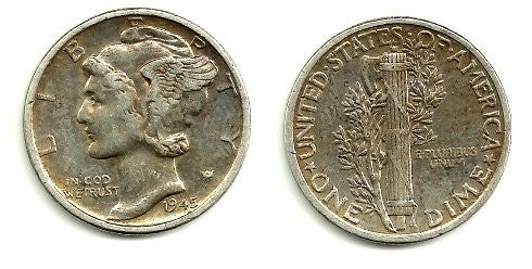 (140) Estados Unidos de América. 1945. 1 Dime (MBC) (Plata)